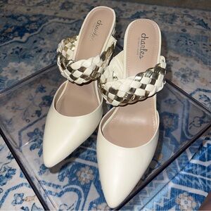 Charlies Cream and Gold Braided Heels